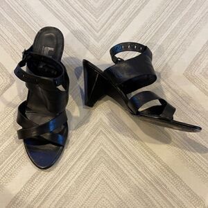 Belle by Sigerson Morrison Black Leather Ankle Strap Sandals Size 8
